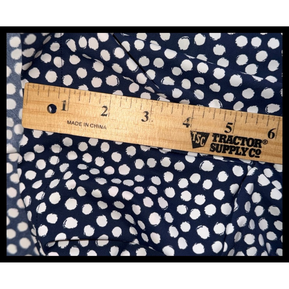 SPANX‎ Polka Dot Shorts Women Large Blue White Stretch Casual Summer - Picture 7 of 9